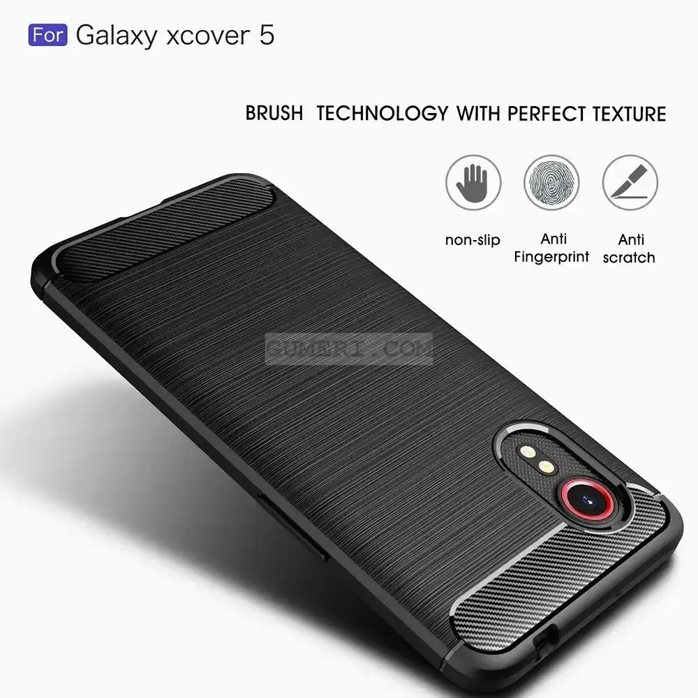 Samsung Galaxy Xcover 5 - Противоударен Силиконов Гръб - Карбон Шарк