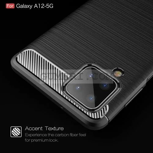 Samsung Galaxy A12 - Противоударен Силиконов Гръб - Карбон Шарк