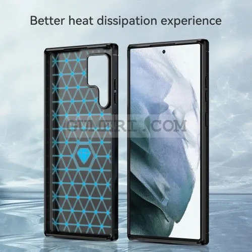 Samsung Galaxy S22 Ultra 5G - Противоударен Силиконов Гръб - Карбон Шарк