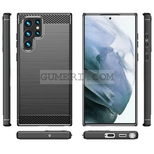 Samsung Galaxy S22 Ultra 5G - Противоударен Силиконов Гръб - Карбон Шарк